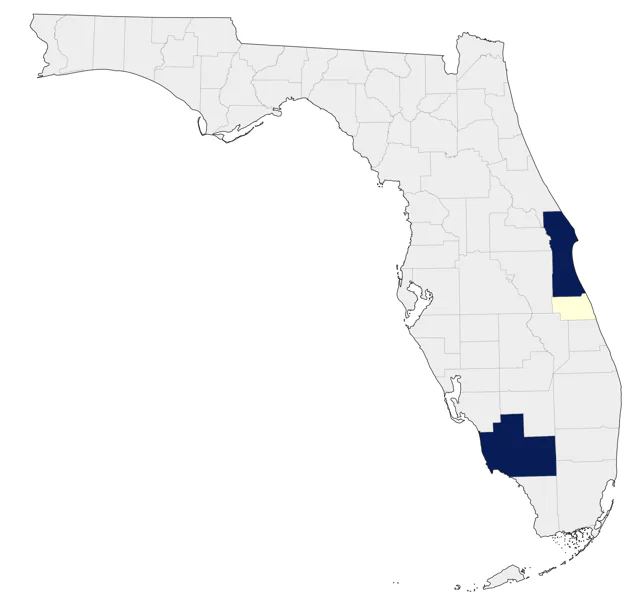 Large-billed Tern county map