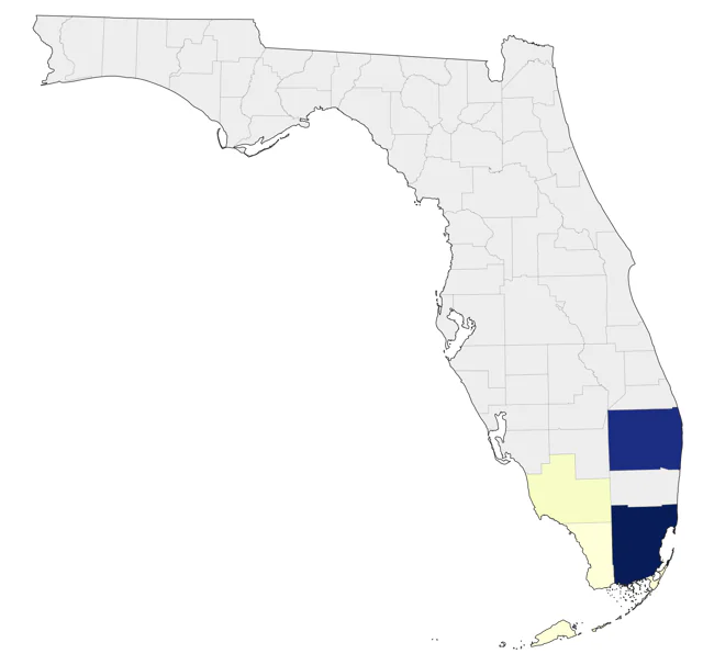 Least Grebe county map