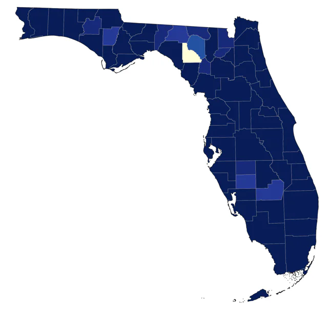 Lesser Scaup county map