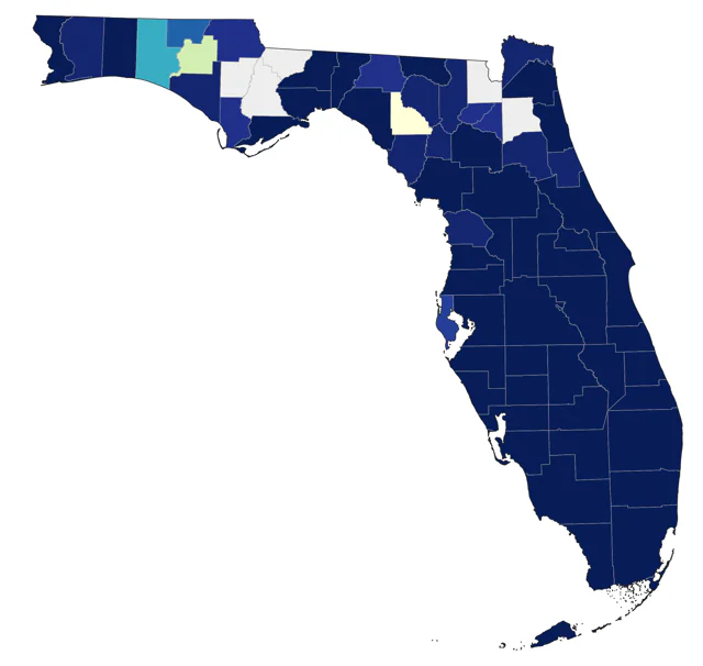 Long-billed Dowitcher county map