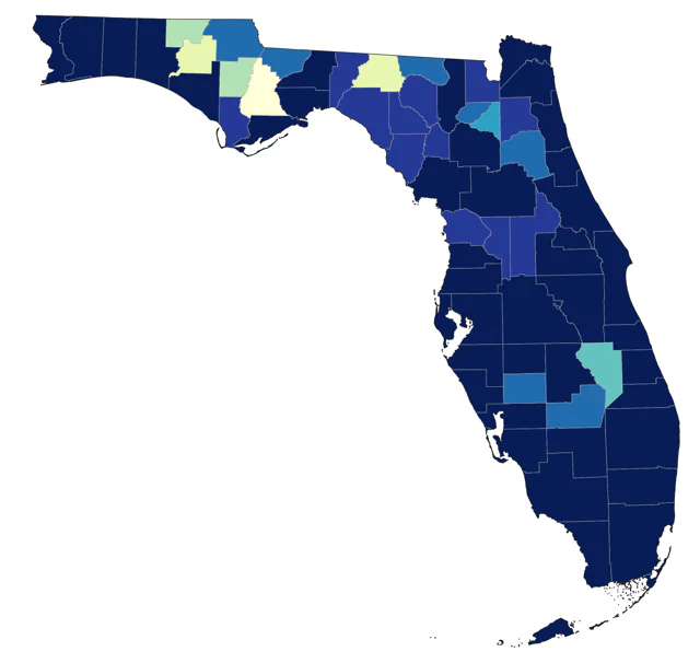 Magnolia Warbler county map