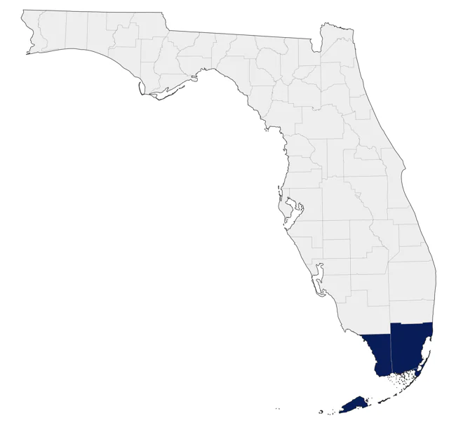 Mangrove Yellow Warbler county map