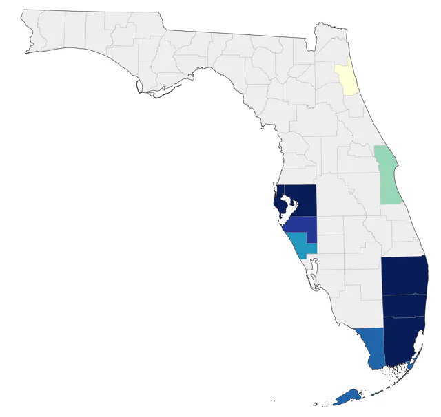 Mitred Parakeet county map
