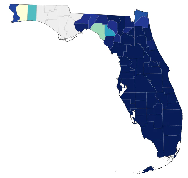 Mottled Duck county map