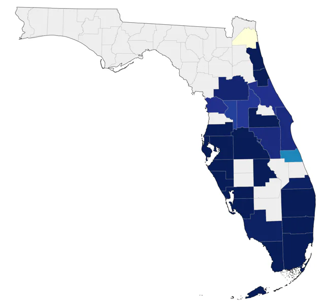 Nanday Parakeet county map