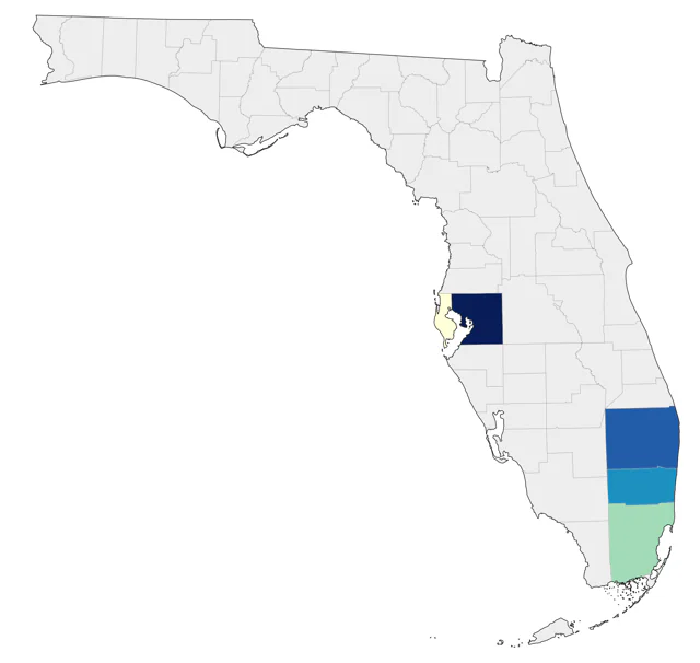 Red-cheeked Cordonbleu county map