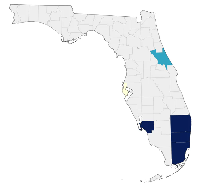 Red-crowned Amazon county map