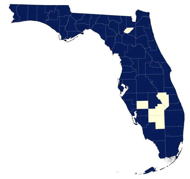 Red-eyed Vireo county map