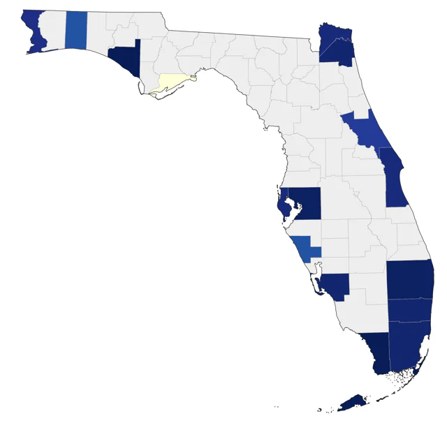 Red-footed Booby county map
