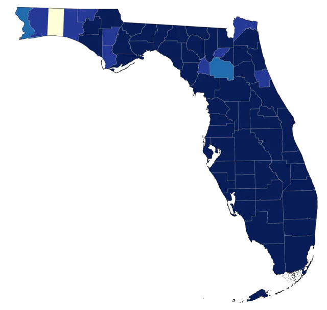 Red Junglefowl county map