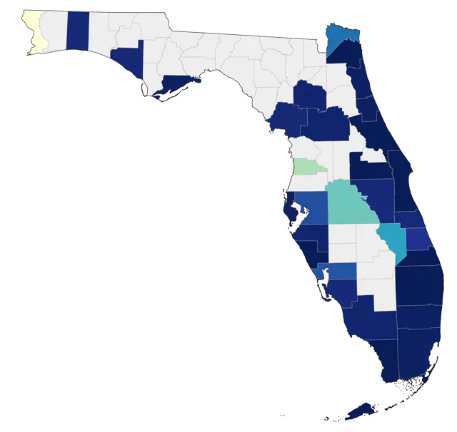 Red-necked Phalarope county map