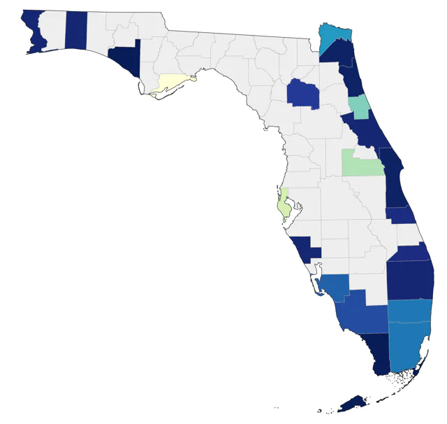 Red Phalarope county map
