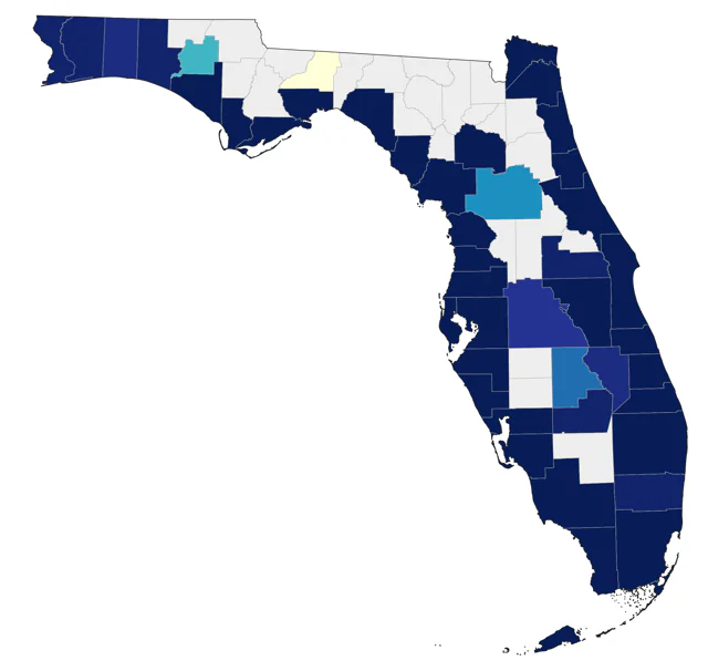 Reddish Egret county map
