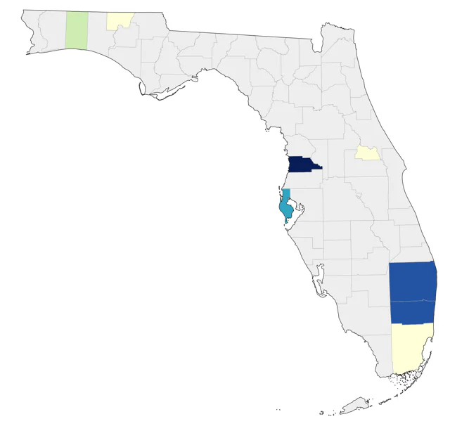 Ringed Teal county map