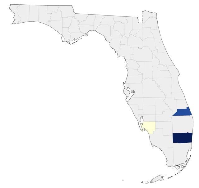 Rosy-billed Pochard county map
