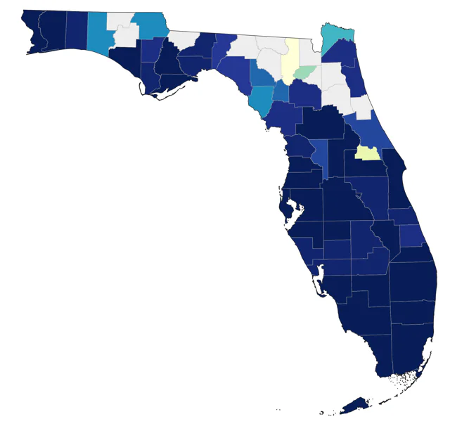 Scissor-tailed Flycatcher county map