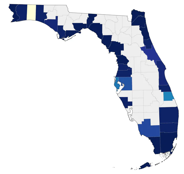 Seaside Sparrow county map