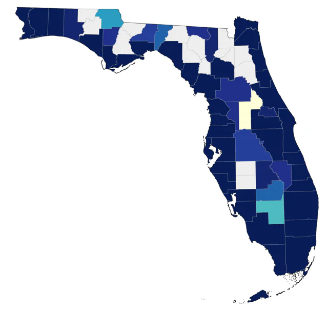 Short-billed Dowitcher county map