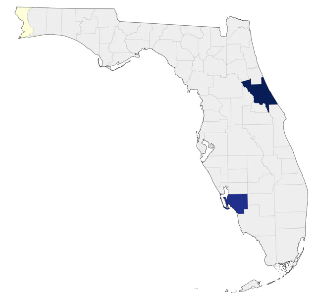 Surfbird county map