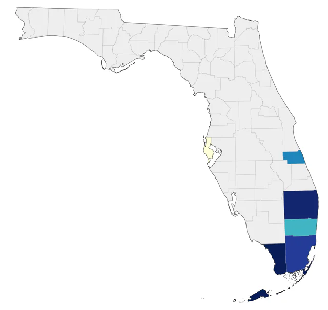 Thick-billed Vireo county map