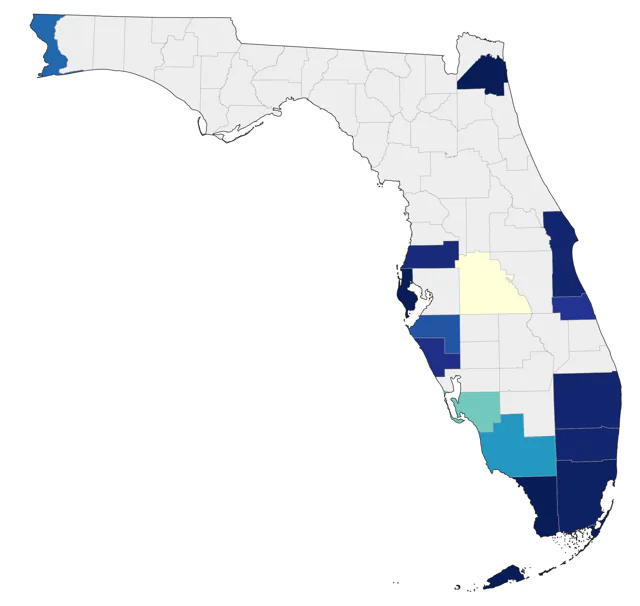 Townsend's Warbler county map