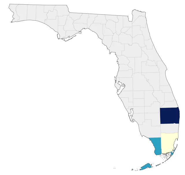 Tricolored Munia county map