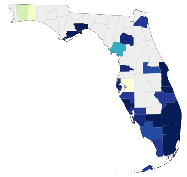Tropical Kingbird county map