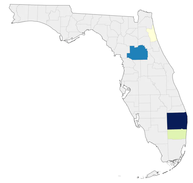 Variegated Flycatcher county map