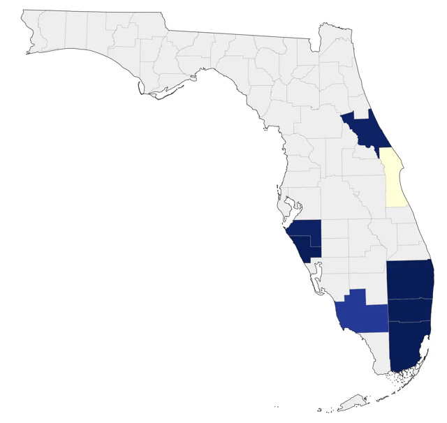 White-eyed Parakeet county map