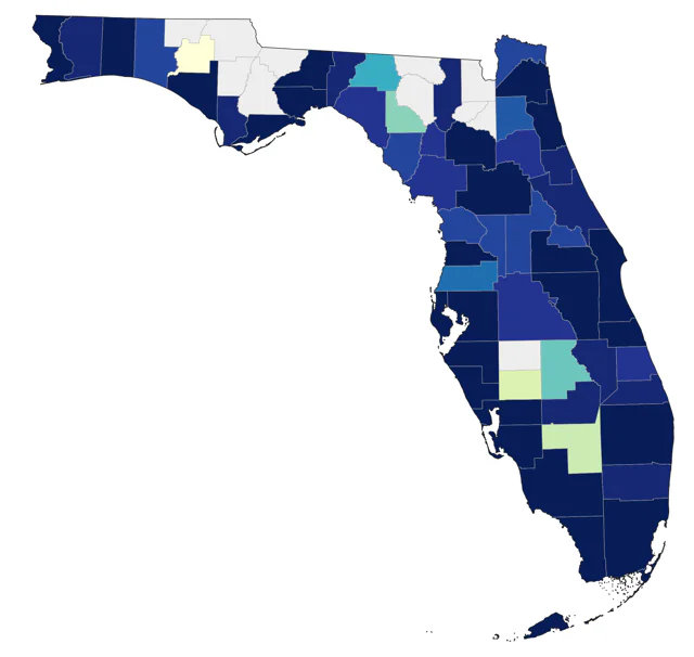 White-rumped Sandpiper county map