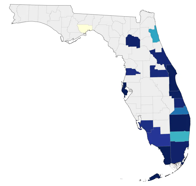 White-tailed Tropicbird county map