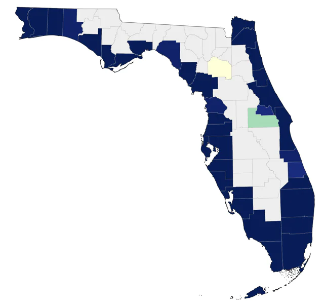 Wilson's Plover county map