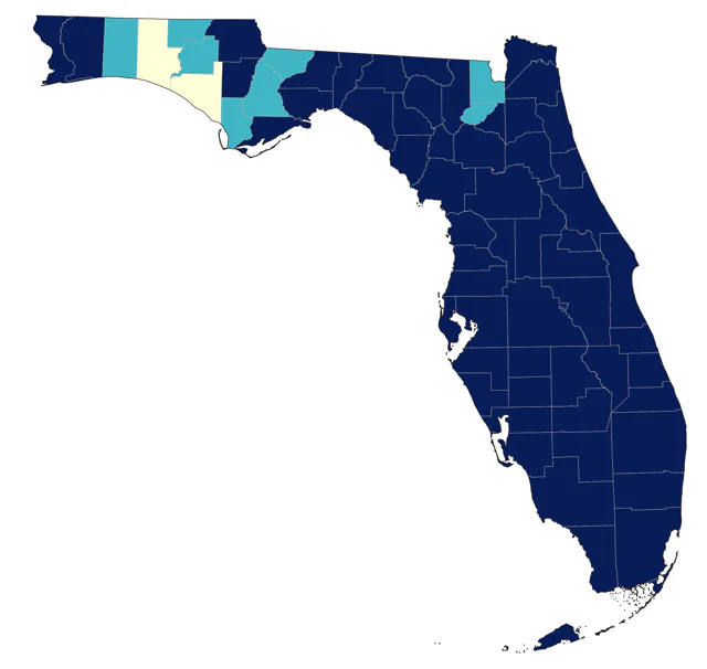 Wood Stork county map