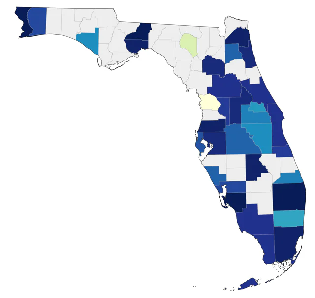 Yellow-bellied Flycatcher county map