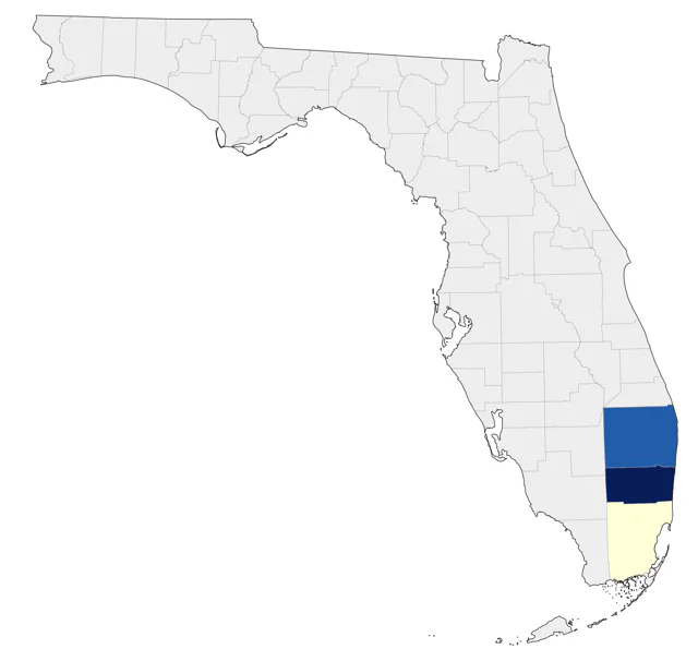 Yellow-crowned Amazon county map