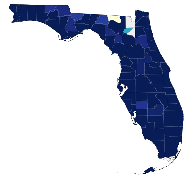 Yellow-crowned Night Heron county map