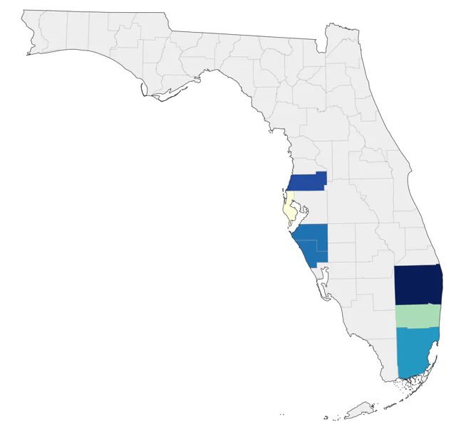 Yellow-fronted Canary county map