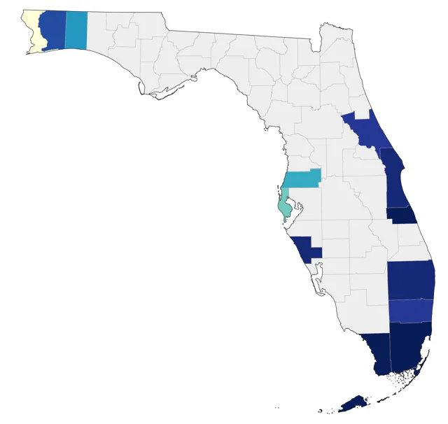 Yellow-green Vireo county map