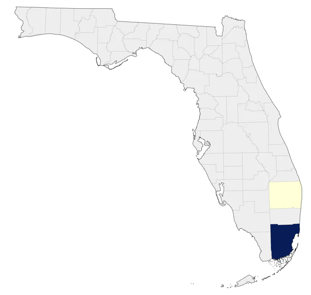 Yellow-headed Caracara county map