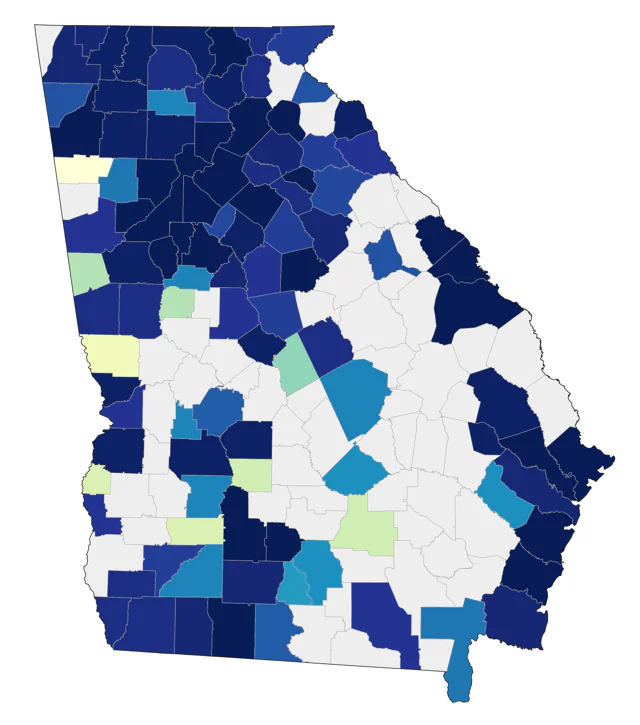 American Wigeon county map