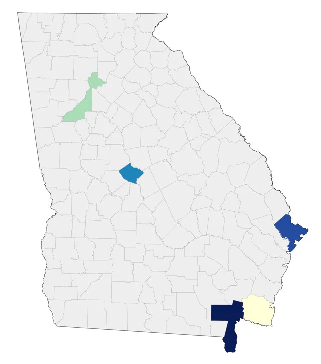 Bachman's Warbler county map