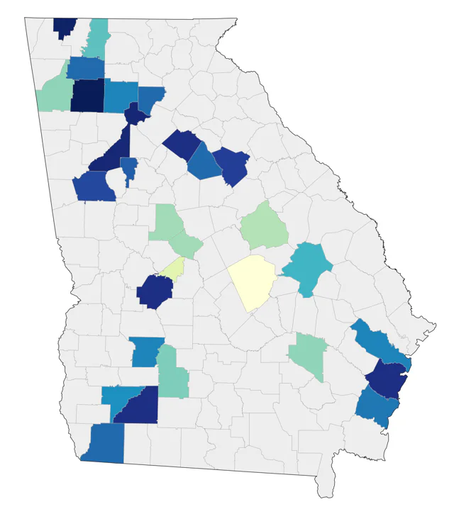 Baird's Sandpiper county map