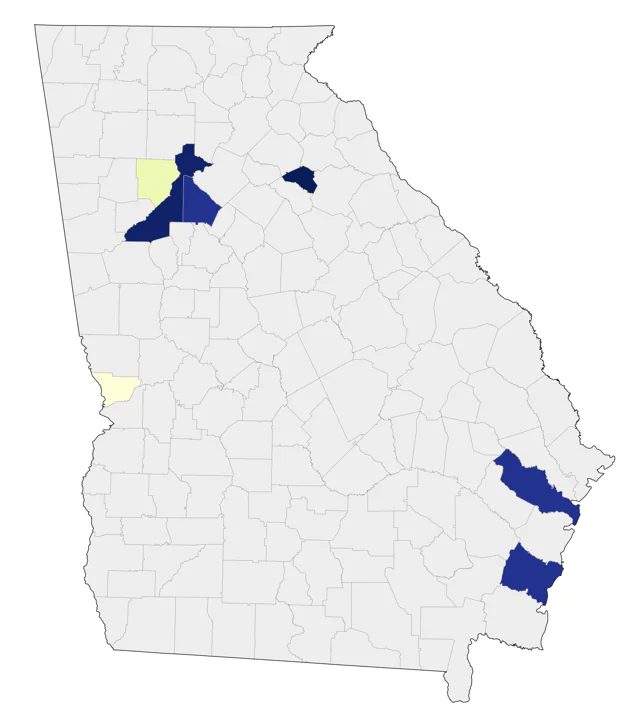 Bell's Vireo county map
