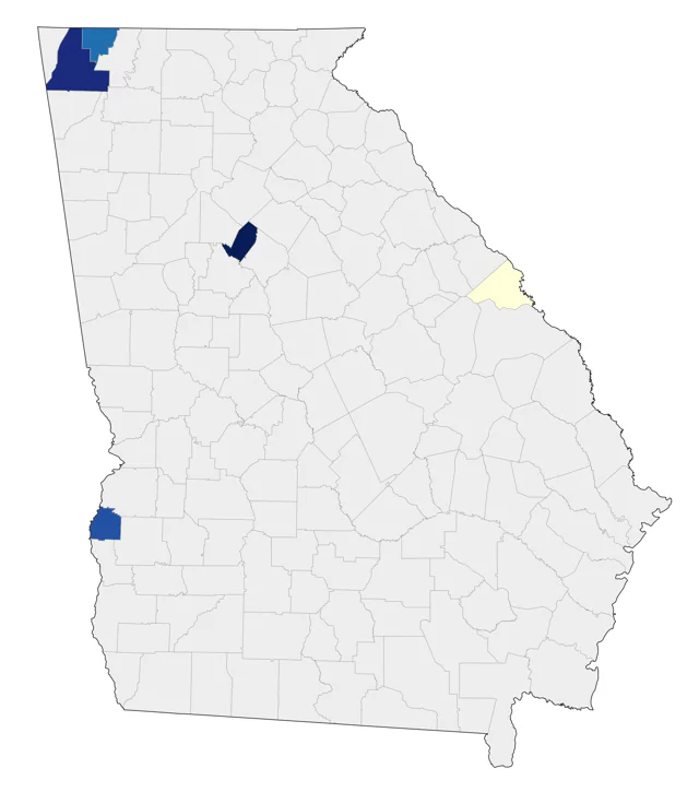 Bewick's Wren county map