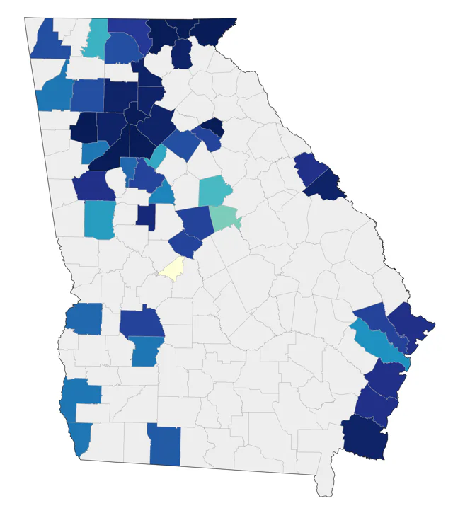 Black-billed Cuckoo county map