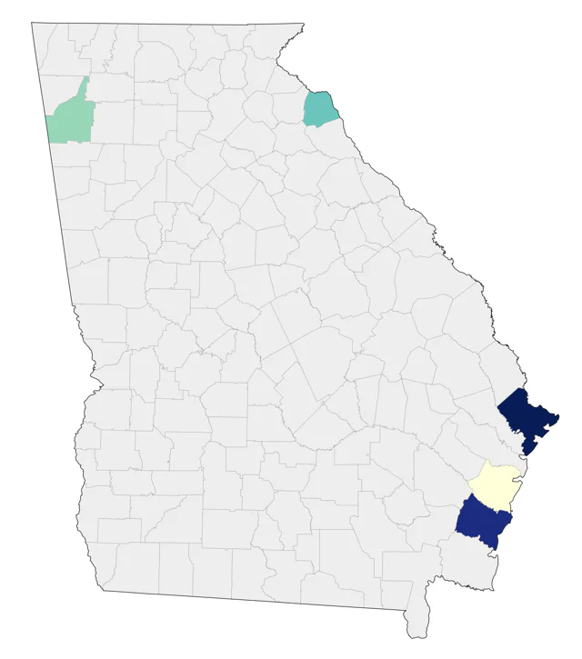 Black-capped Petrel county map
