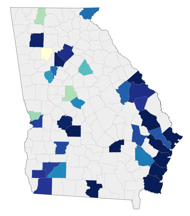 Black-necked Stilt county map