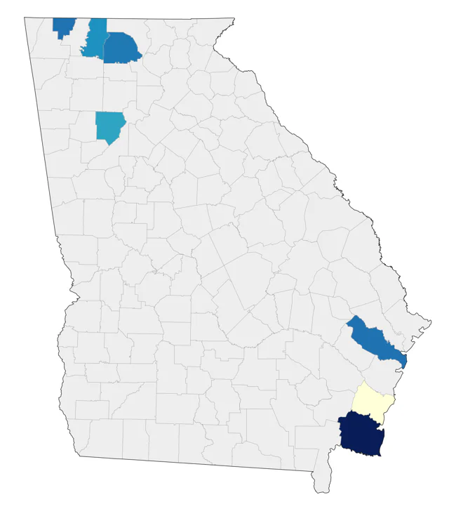 Black-throated Gray Warbler county map
