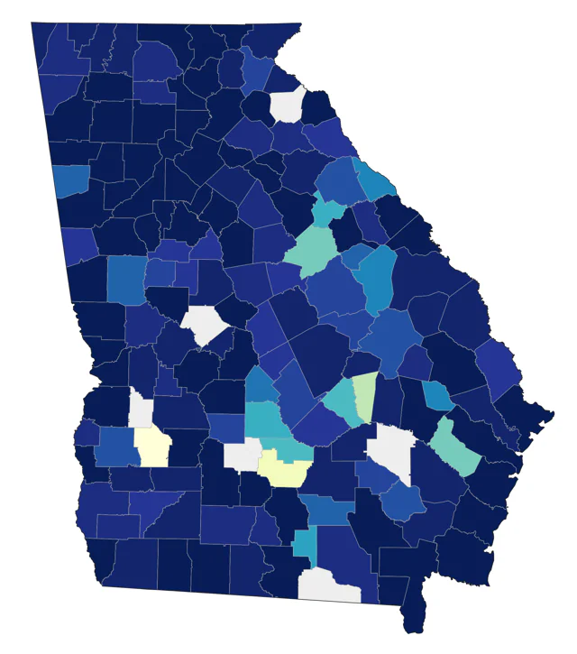 Blue-winged Teal county map
