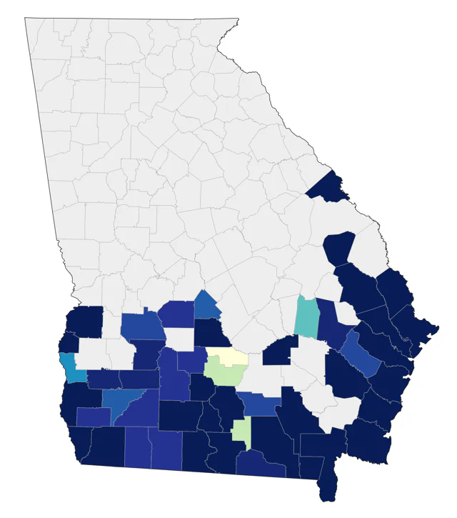 Boat-tailed Grackle county map